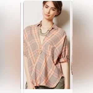 Anthropologie Holding Horses plaid blouse Size 2 $25